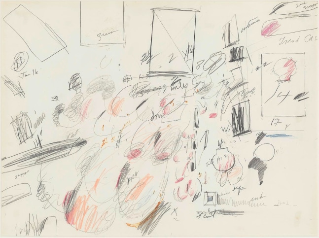 CY TWOMBLY
Untitled,&amp;nbsp;1969
Watercolor, wax crayon, felt-tip pen and colored pencil on paper
23 x 30.75 inches / 58.4 x 78.1 cm