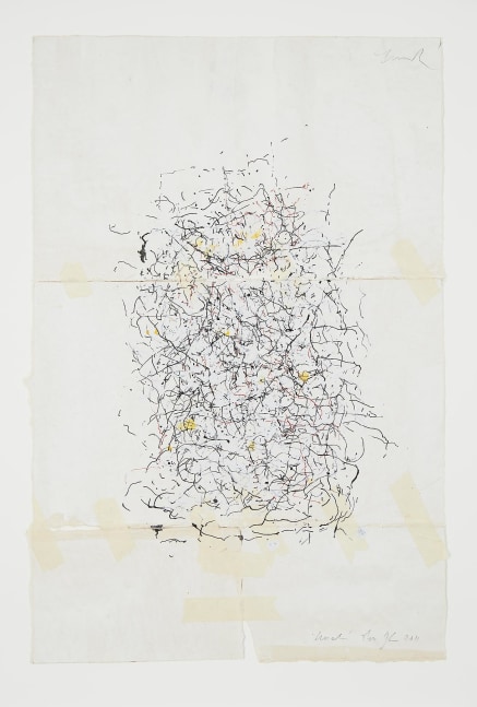 JAN FRANK
Crush,&amp;nbsp;2011
Dutch Linen Paper / sized / pen &amp;amp; ink, masking tape
26.8 x 16.8 inches / 68.1 x 42.7 cm