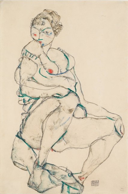 EGON SCHIELE
Sitzender Halbakt (Seated Semi-Nude),&amp;nbsp;1914
Gouache and pencil on wove paper
19 x 12.7 inches / 48.3 x 32.3 cm