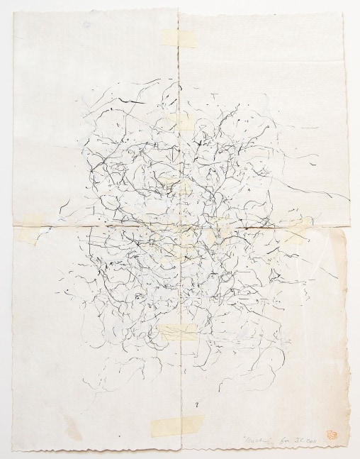 JAN FRANK
Crush,&amp;nbsp;2011
Dutch Linen Paper / sized / pen &amp;amp; ink, masking tape
25.8 x 17.8 inches / 65.5 x 45.2 cm