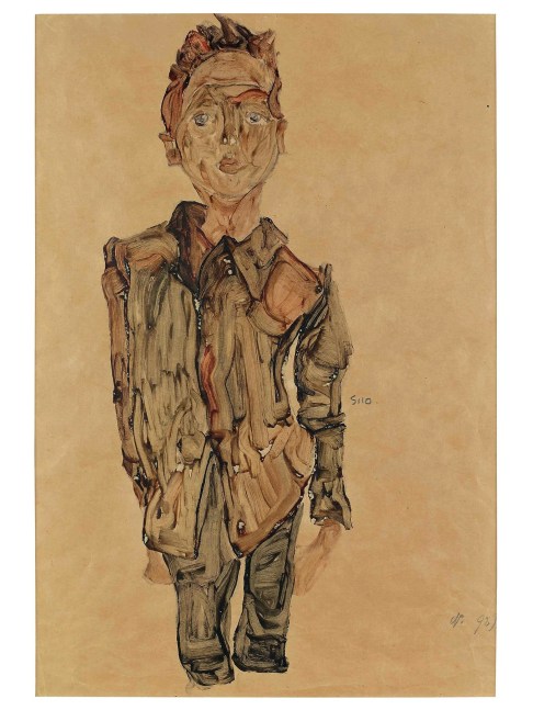 EGON SCHIELE
Portrait eines Knaben (Young Boy), 1910
Gouache over pencil on tan paper
17.9 x 12.4 inches / 45.5 x 31.5 cm