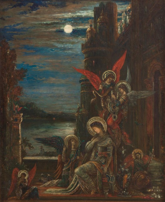 Gustave Moreau
Sainte C&amp;eacute;cile (Les anges lui annoncent son prochain martyre), c. 1897
Oil on canvas
29 x 23.75 inches / 73 x 60 cm
