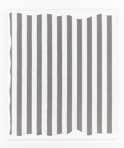 Photo-souvenir:&amp;nbsp;Variable Forms Painting, [July-August] 1966,&amp;nbsp;Paint on white and gray striped cotton canvas,&amp;nbsp;90 1/2 x 76 in/&amp;nbsp;230 x 194 cm.
Courtesy of the artist and Bortolami, New York