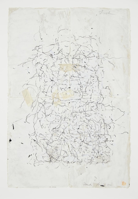 JAN FRANK
Crush,&amp;nbsp;2011
Dutch Linen Paper / sized / pen &amp;amp; ink, masking tape
24.3 x 16.5 inches / 61.7 x 41.9 cm