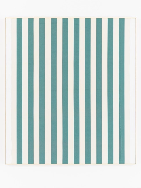 Photo-souvenir:&amp;nbsp;White acrylic paint on white and green striped cotton canvas, October 1966,&amp;nbsp;Paint on white and green striped cotton canvas,&amp;nbsp;89 x 81 in/&amp;nbsp;226 x 206 cm.&amp;nbsp;
Courtesy of the artist and Bortolami, New York