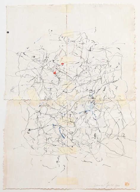 JAN FRANK
Crush,&amp;nbsp;2011
Dutch Linen Paper / sized / pen &amp;amp; ink, masking tape
25.8 x 16.1 inches / 65.5 x 40.9 cm