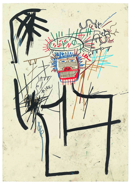 JEAN-MICHEL BASQUIAT
Untitled (Figure JMB #1),&amp;nbsp;1982
Acrylic and oilstick on paper
39.5 x 27.5 inches / 100.3 x 69.9 cm