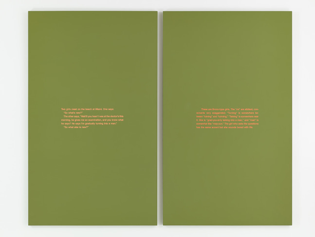 RICHARD PRINCE
So What Else is New?,&amp;nbsp;1989
Acrylic and silkscreen on canvas
Each panel; 96 x 58 inches / 243.8 x 147.32 cm