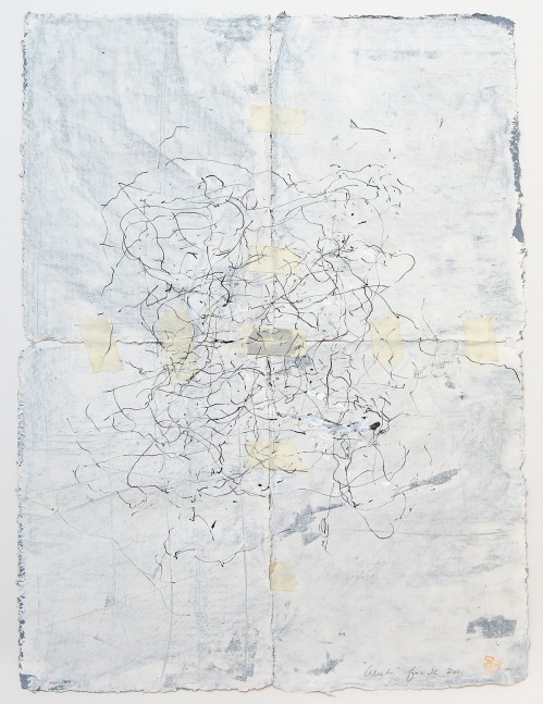 JAN FRANK
Crush,&amp;nbsp;2011
Dutch Linen Paper / sized / pen &amp;amp; ink, masking tape
24 x 16 inches / 61 x 40.6 cm