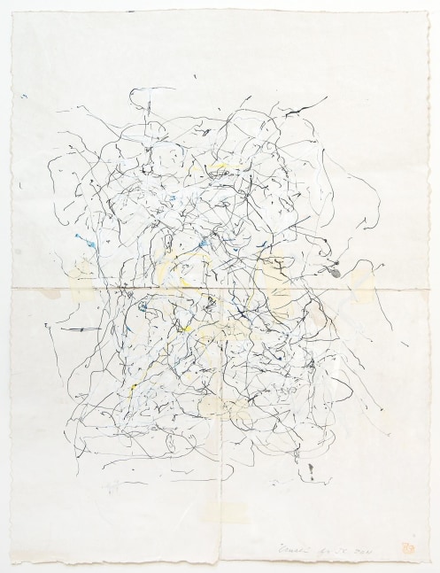 JAN FRANK
Crush,&amp;nbsp;2011
Dutch Linen Paper / sized / pen &amp;amp; ink, masking tape
26 x 17.5 inches / 66 x 44.5 cm