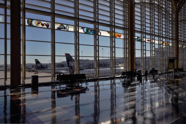 Gravity&amp;#39;s Rainbow (detail)

1996

Laminated and etched glass

2 x 440 feet

Ronald Reagan Washington National Airport, Washington, D.C. (Cesar Pelli, architect)

Photo by Isaac Campbell of Office 52 Architecture