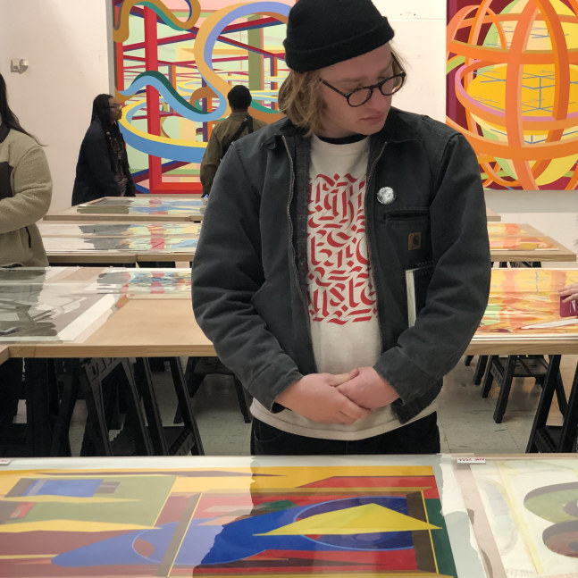 Bard College students studying Al Held prints
