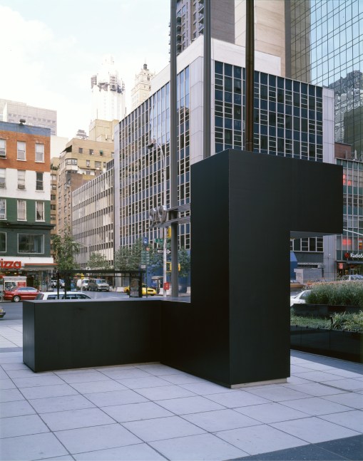 Steel, painted black
12 &amp;times; 12 &amp;times; 16 ft. (365.8 &amp;times; 365.8 &amp;times; 487.7 cm), edition 1/3
Installation 919 3rd Avenue, 2001