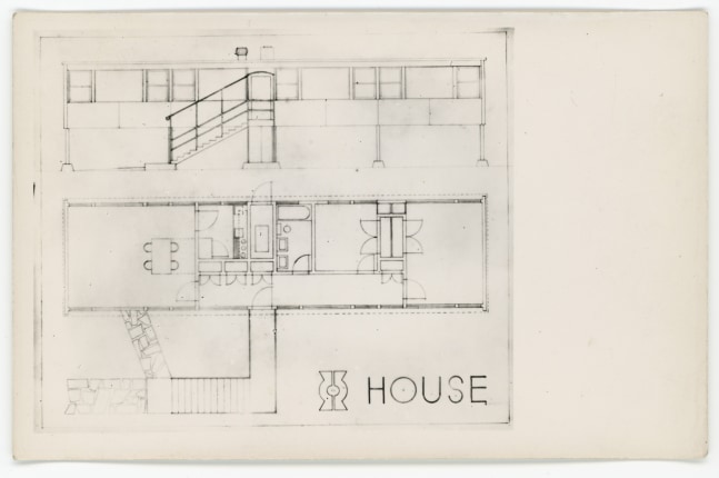Elevation and plan, postcard made from photograph of original drawing
3 1/2 &amp;times; 5 1/2&amp;nbsp; in. (8.9 &amp;times; 14 cm)