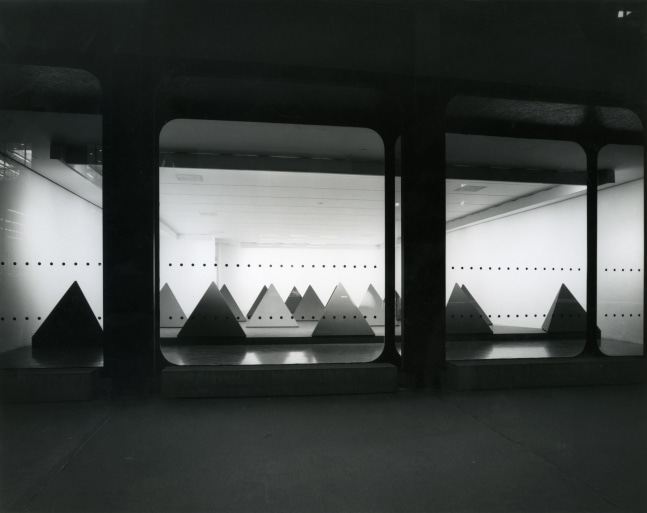 Plywood, painted red
4 ft. 73&amp;frasl;8&amp;nbsp;in. &amp;times; 41 ft. 6 in. &amp;times; 41 ft. 6 in. (1.41 &amp;times; 12.65 &amp;times; 12.65 m)
Tony Smith: 81 More,&amp;nbsp;Museum of Modern Art, New York, 1971