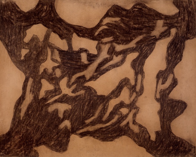 Untitled, 1953&amp;ndash;55
Charcoal on brown paper
31 3/4 &amp;times; 39 1/4 in. (80.6 &amp;times; 99.7 cm)