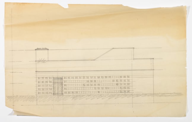 Elevation, graphite on tracing paper
10 3/8 &amp;times; 16 1/4 in. (26.4 &amp;times; 41.3 cm)
