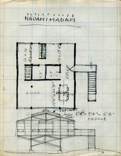 Sketch, ink and graphite on gridded paper
11 &amp;times; 8 1/2 in. (27.9 &amp;times; 21.6 cm)
