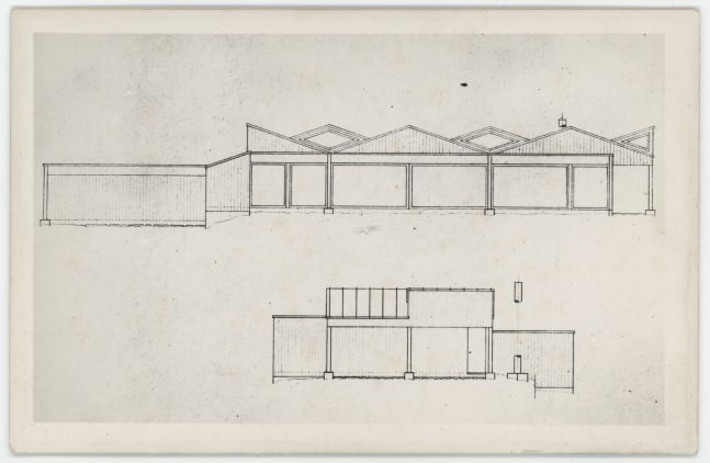 Elevations, postcard made from photograph of original drawing
3 1/2&amp;nbsp;&amp;times; 5 1/2 in. (8.9 &amp;times; 14 cm)