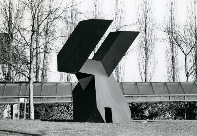 Steel, painted black
11 ft. 6 in. &amp;times; 15 ft. &amp;times; 7 ft. 4 in. (350.5 &amp;times; 457.2 &amp;times; 223.5 cm), edition 2/3
City Light 1% for Art Fund, Seattle, WA