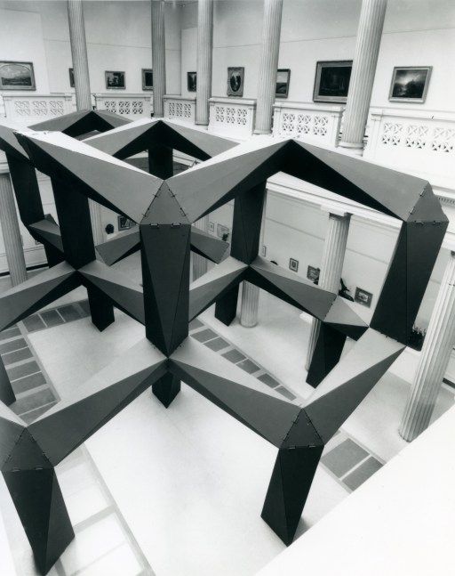 Plywood, painted black
24 &amp;times; 48 &amp;times; 34 ft. (7.32 &amp;times; 14.63 &amp;times; 10.36 m)
Scale as Content: Ronald Bladen, Barnett Newman, Tony Smith. Corcoran Gallery of Art, Washington, DC, 1967