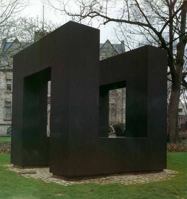 Steel, painted black
10 ft. 8 in. &amp;times; 10 ft. 8 in. &amp;times; 10 ft. 8 in. (325.1 &amp;times; 325.1 &amp;times; 325.1 cm), edition 1/3
University of Pennsylvania, Philadelphia
