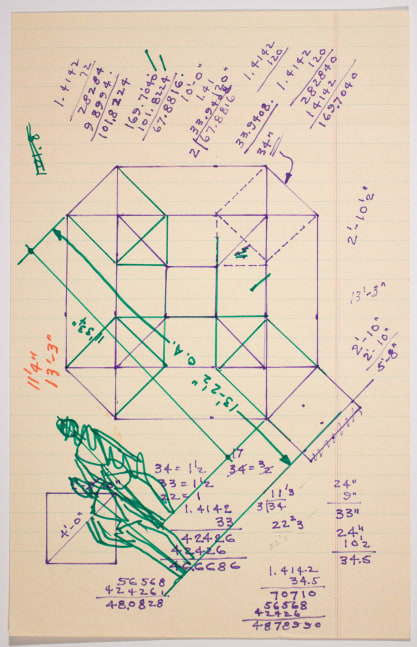 Ink on ruled paper, 14 &amp;times; 8 1/2 in. (35.6 &amp;times; 21.6 cm), projected in steel