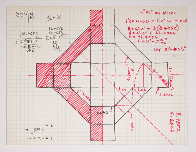 Ink on gridded paper,&amp;nbsp;8 1/2 &amp;times; 11 in. (21.6 &amp;times; 27.9 cm), projected in steel