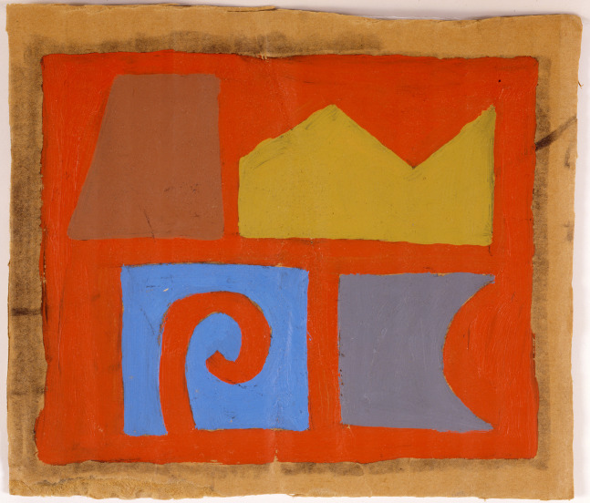 Untitled, ca. 1960s
Gouache on corrugated cardboard
5 3/8 &amp;times; 6 1/4 in. (13.7 &amp;times; 15.9 cm)
