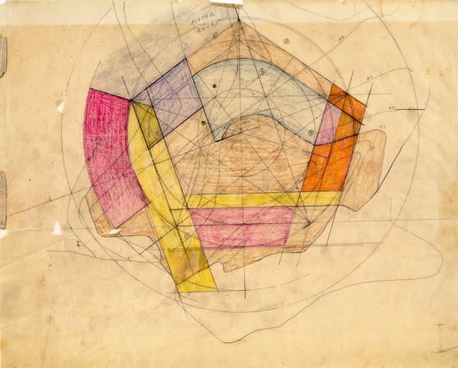 Site plan, colored pencil and graphite on tracing paper
18 3/4 &amp;times; 23 7/8 in. (47.6 &amp;times; 60.6 cm)