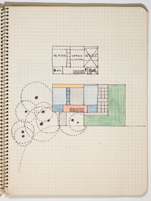 Page from Sketchbook #68, ink and crayon on gridded paper
10 3/8 x 8 in. (26.4 x 20.3 cm)