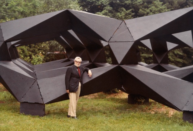 Tony Smith with plywood mock-up
Orange, NJ, 1973
