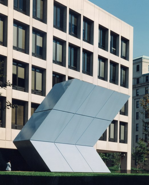 Steel, painted blue
20 ft. 93&amp;frasl;8 in. &amp;times; 33 ft. 6 in. &amp;times; 16 ft. (6.33 &amp;times; 10.21 &amp;times; 4.88 m), unique
General Services Administration Building, Washington, DC