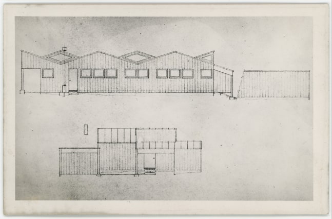 Elevation and section, postcard made from photograph of original drawing
3 1/2&amp;nbsp;&amp;times; 5 1/2 in. (8.9 &amp;times; 14 cm)