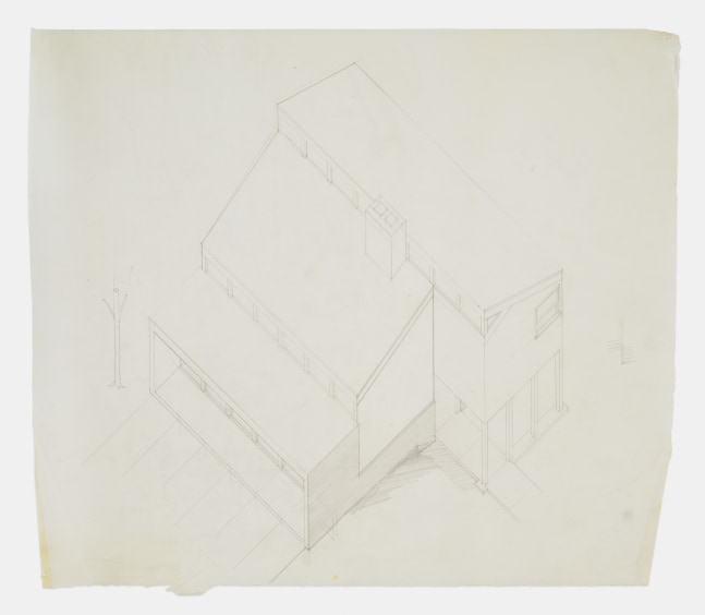 Axonometric, graphite on paper
15 3/8 &amp;times; 18 1/8 in. (39.1 &amp;times; 46 cm)