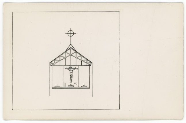 Plan, postcard made from photograph of original drawing
3 1/2 x 5 1/2 in. (8.9 x 14 cm)