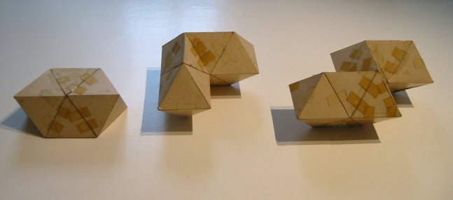 Card stock&amp;nbsp;
Unit 1: 5 1/8 &amp;times; 14 &amp;times; 7 1/2 in. (13 &amp;times; 35.6 &amp;times; 19.1 cm)
Unit 2: 10 &amp;times; 13 1/2 &amp;times; 13 1/2 in. (25.4 &amp;times; 34.3 &amp;times; 34.3 cm)
Unit 3: 10 &amp;times; 21 &amp;times; 13 1/2 in. (25.4 &amp;times; 53.3 &amp;times; 34.3 cm)
Raymond and Patsy Nasher Collection, Nasher Sculpture Center, Dallas, TX