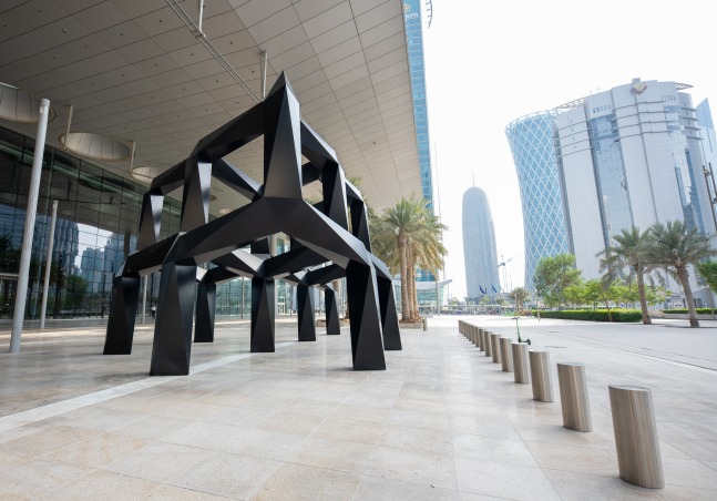 Aluminum, painted black
24 ft. 2 in. &amp;times; 47 ft. &amp;times; 33 ft. (7.37 &amp;times; 14.33 &amp;times; 10.06 m), edition 2/3
Qatar Museum Authority, Doha