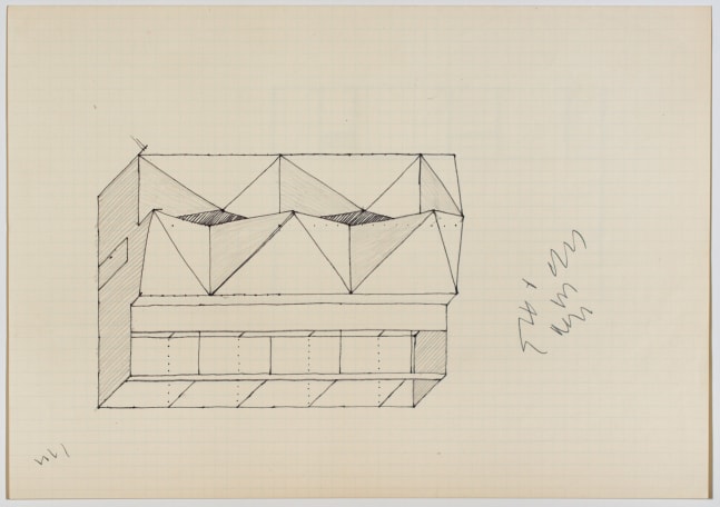 Axonometric study, ink and graphite on gridded paper
11 3/4 &amp;times; 16 1/2 in. (29.8 &amp;times; 41.9 cm)