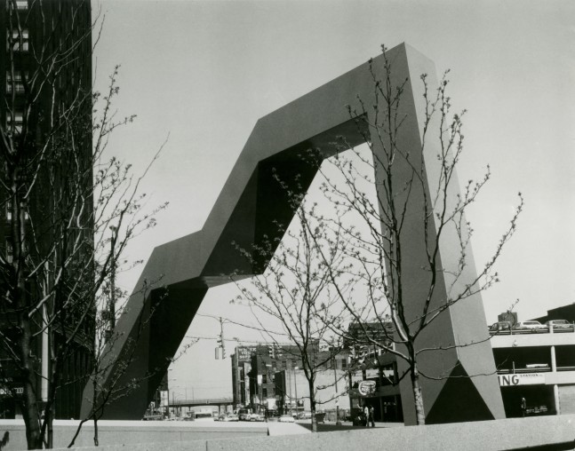 Steel, painted orange
35 ft. &amp;times; 75 ft. &amp;times; 6 ft. 6 in. (10.67 &amp;times; 22.86 &amp;times; 1.98 m), unique
Ohio Building Authority, Cleveland