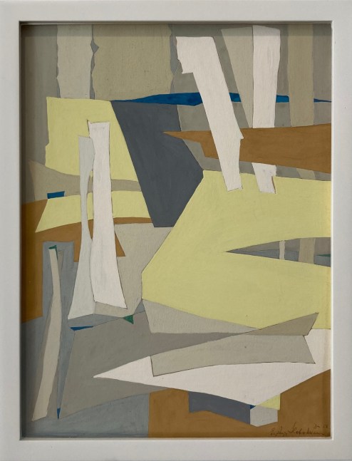 abstract in yellow and gray and white