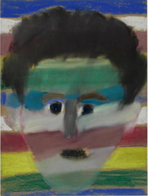 Self-Portrait Head with colorful stripes