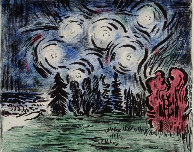 night print of wind lines and landscape