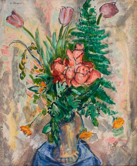 modern still life with red flowers