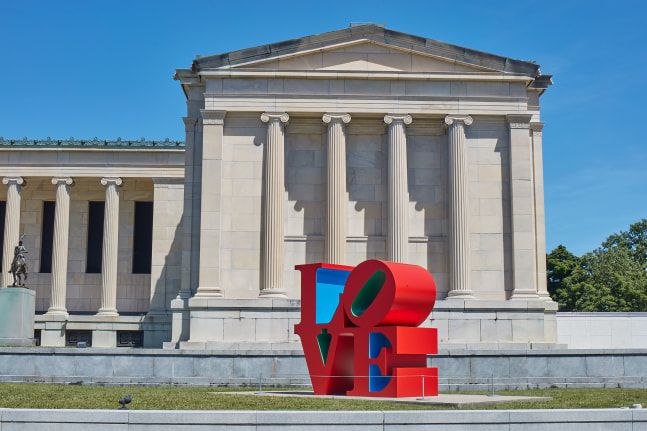 LOVE (1966&amp;ndash;1999) installed outside of the Albright-Knox Art Gallery, Buffalo for the exhibition Robert Indiana: A Sculpture Retrospective, June 16&amp;ndash;September 23, 2018. Photo: Tom Powel Imaging