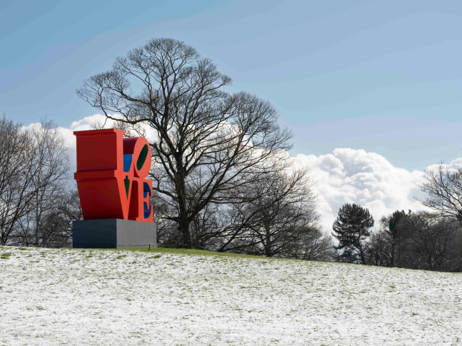 Robert Indiana, LOVE (Red Blue Green) (1966&amp;ndash;1998), installation view at Yorkshire Sculpture Park, 2022. Photo: &amp;copy; Jonty Wilde, courtesy of Yorkshire Sculpture Park. Artwork: &amp;copy; The Robert Indiana Legacy Initiative/Artists Rights Society (ARS), NY