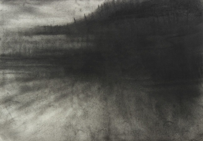 Atmospheric charcoal landscape drawing