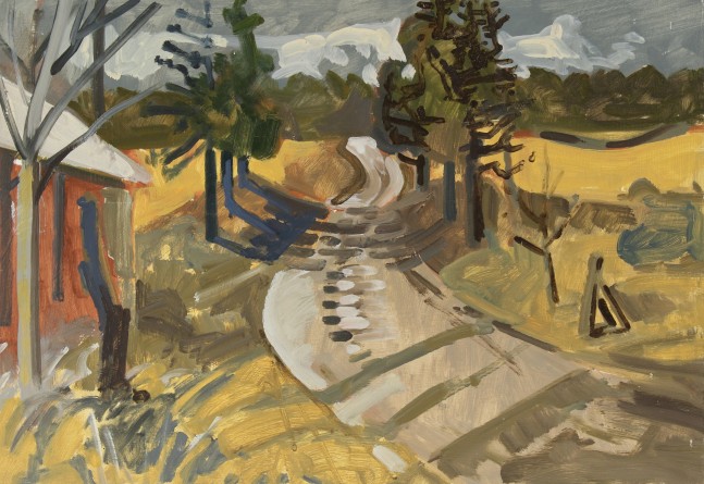 Lois Dodd, Rydell&amp;#39;s Farm, 1997, oil on Masonite, 11 x 16 inches