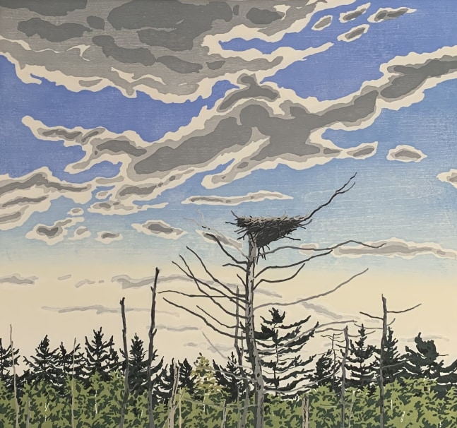 Osprey&amp;#39;s Nest, 1979-80, woodcut on Kizuki Sarashi Hanga, 29 1/2 x 31 1/2 inches