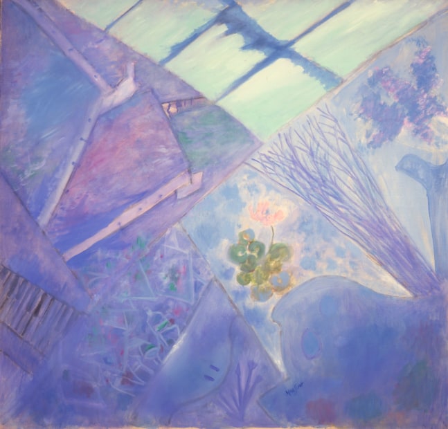 Loren MacIver, Studio, 1981, oil on canvas, 47 x 49 inches